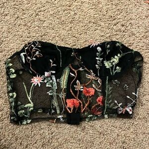 floral mesh top